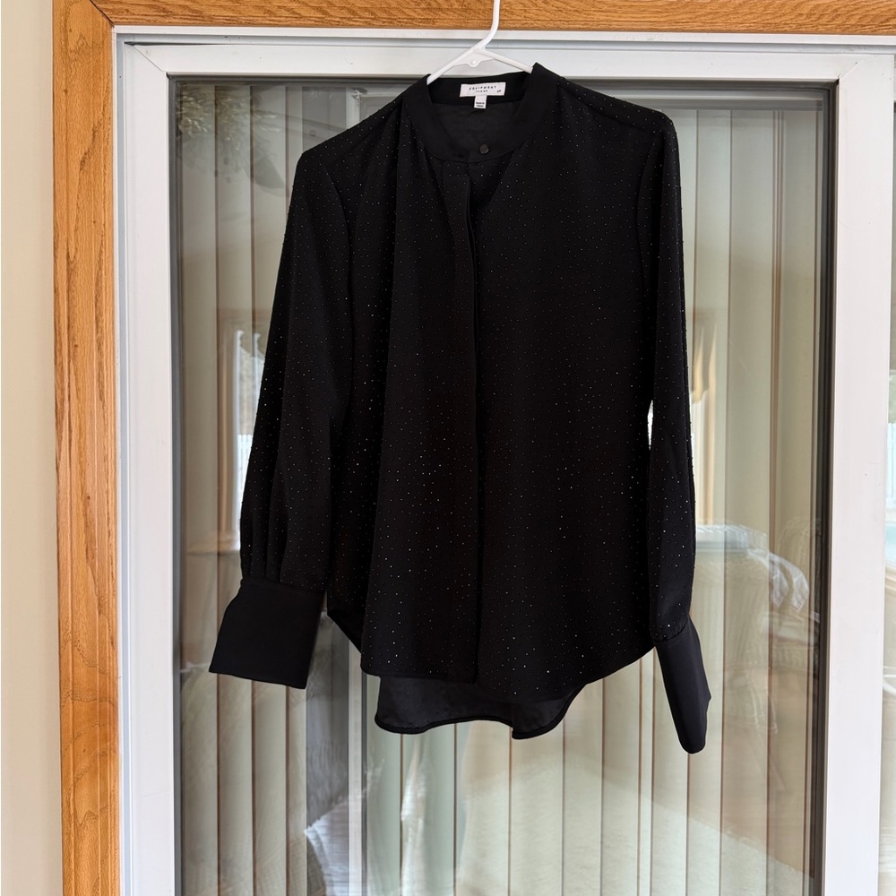 Equipment Black Beaded Long-Sleeve Blouse